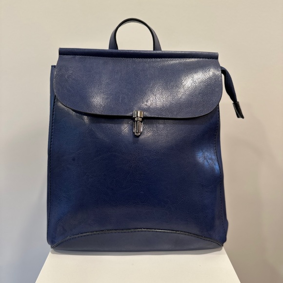 Blue Leather Backpack Small - Picture 2 of 6